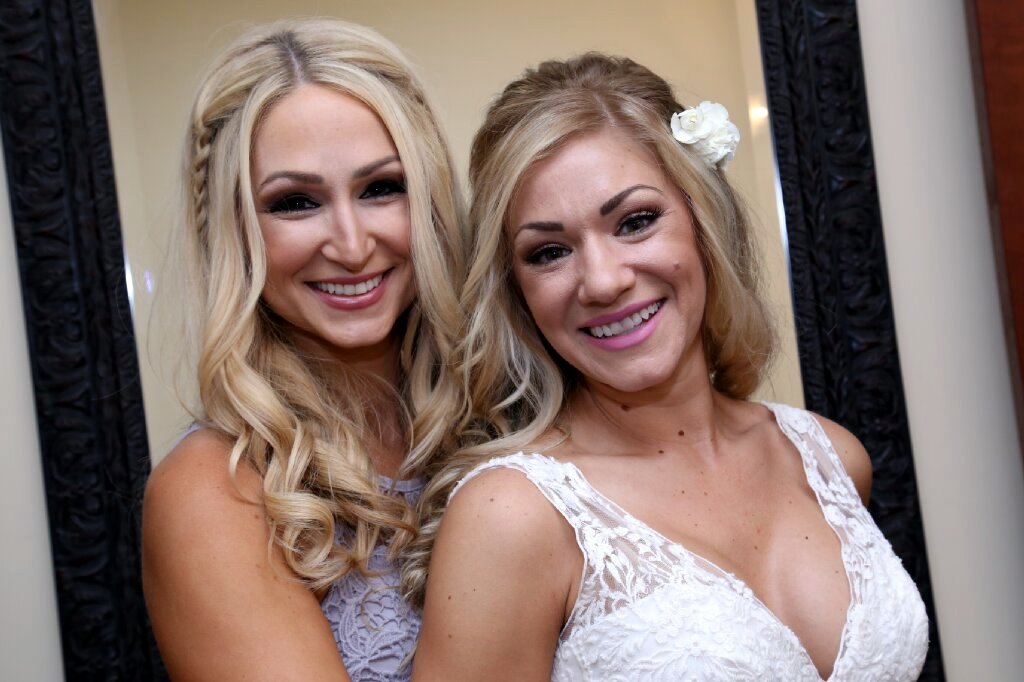 Bride and Maid Of Honor in the Bridal Suite at Lakeside Weddings & Events in Las Vegas