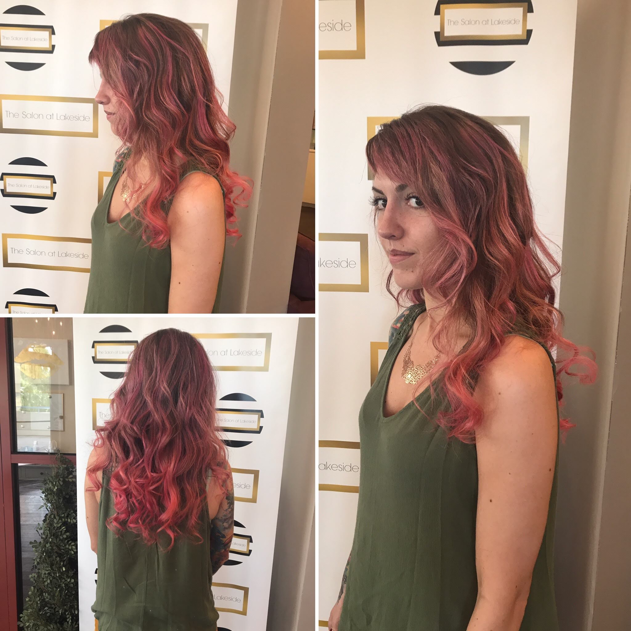 3 image of woman in front of Salon at Lakeside Step and Repeat with new hair color