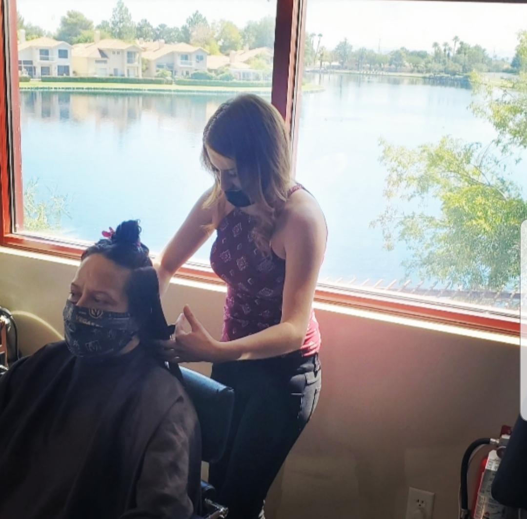 Alexa Melby styling hair at The Salon at Lakeside